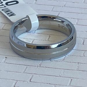 Men's Stainless Steel Matte Metal Stripe Ring Band size 10